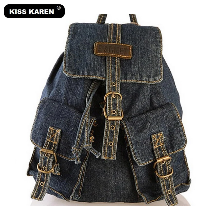 Kiss Karen Мода кошелек повседневное Daypacks классический Джинсовый Рюкзак для