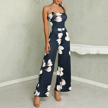 

Women Long Loose Jumpsuit 2019 Spaghetti Strap Floral Print Romper Sexy Jumpsuit