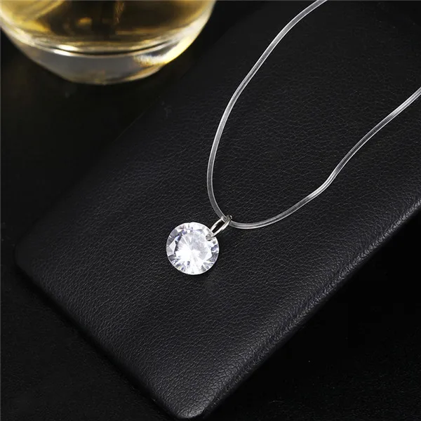 Блестящая циркониевая подвеска, прозрачная леска, ожерелье 8 мм, Кристальное колье, подвеска, элегантный подарок для женщин, модное ожерелье X252 - Окраска металла: X252B