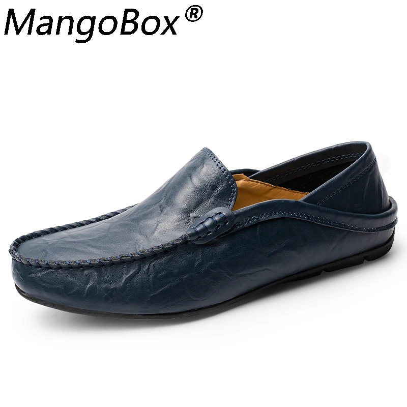 

Big Size 35-47 Slip on Casual Men Loafers Spring and Autumn Mens Moccasins Shoes Genuine Leather Men's Flats Shoes Man New Black