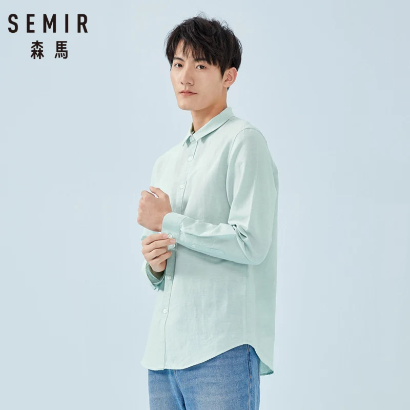 

SEMIR Men Regular Fit Shirt Color Men's Shirt Soft Cotton Easy-iron Shirt with Tapered Waist Fashion Shirt for Spring