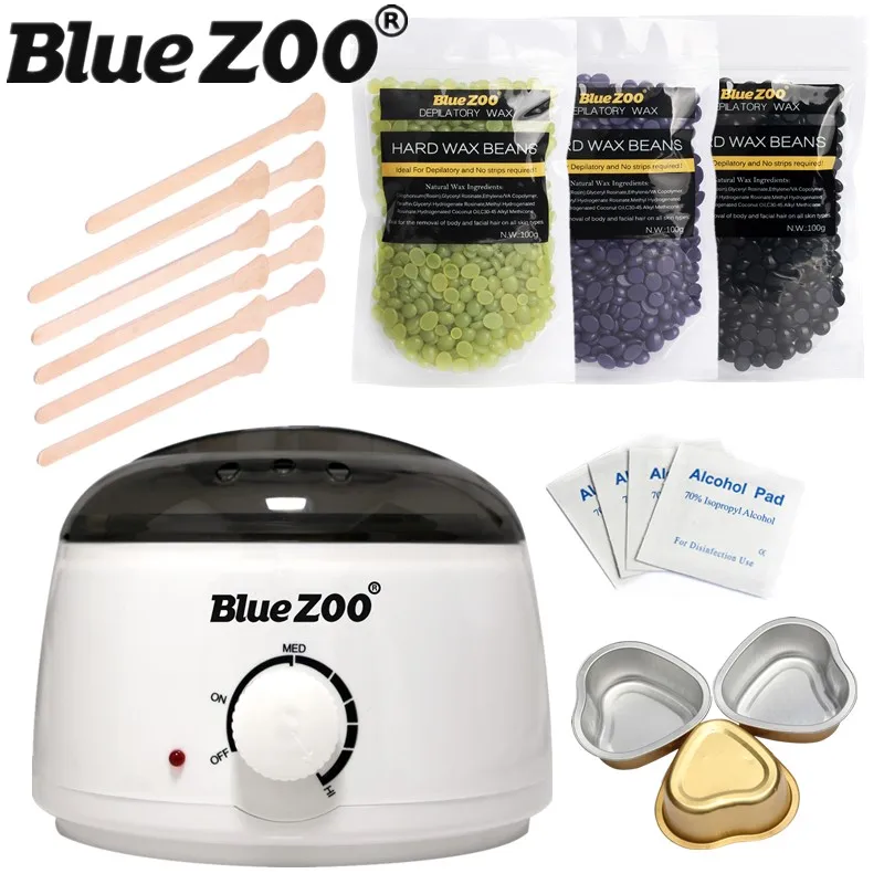 

Blue Zoo Beans 100g Hot Hard Wax Pellet Waxing Warmer Machine Set No Strip Wax Depilatory Painless Hair Remover for Women