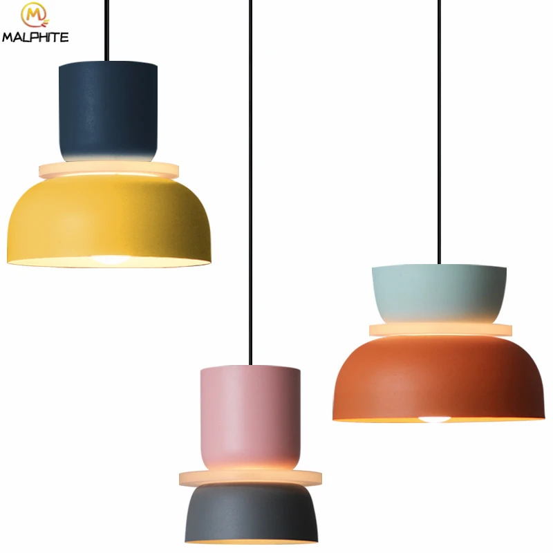 

Nordic LED pendant lights for living room kitchen hanglampen iron colour industrial Restaurant dinning room decor light fixtures