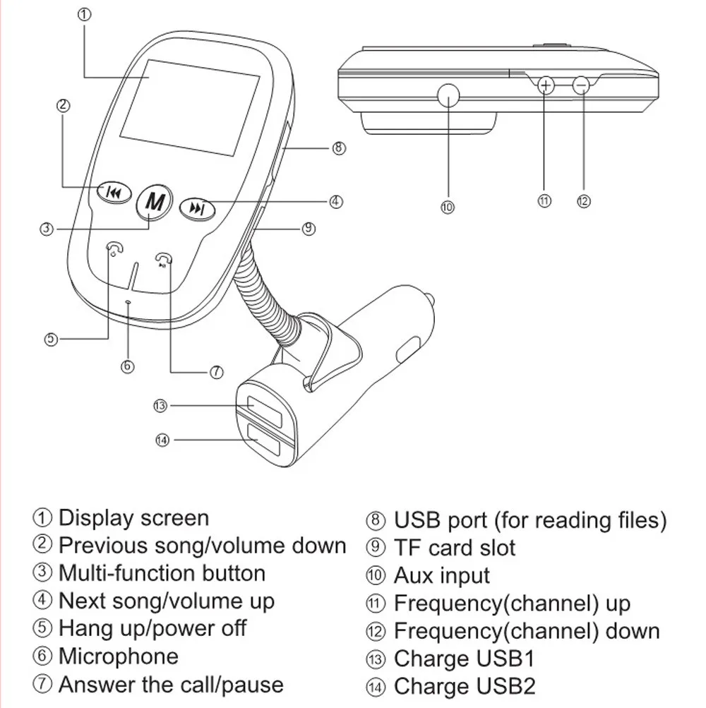 Fm-передатчик Hands-free беспроводной автомобильный Bluetooth fm-передатчик MP3 радио адаптер автомобильный комплект USB зарядное устройство USB TF SD Пульт дистанционного управления# N