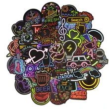 50 шт неоновый светильник наклейка аниме значок животное ноутбук декоративная наклейка подарок для детей наклейка на холодильник