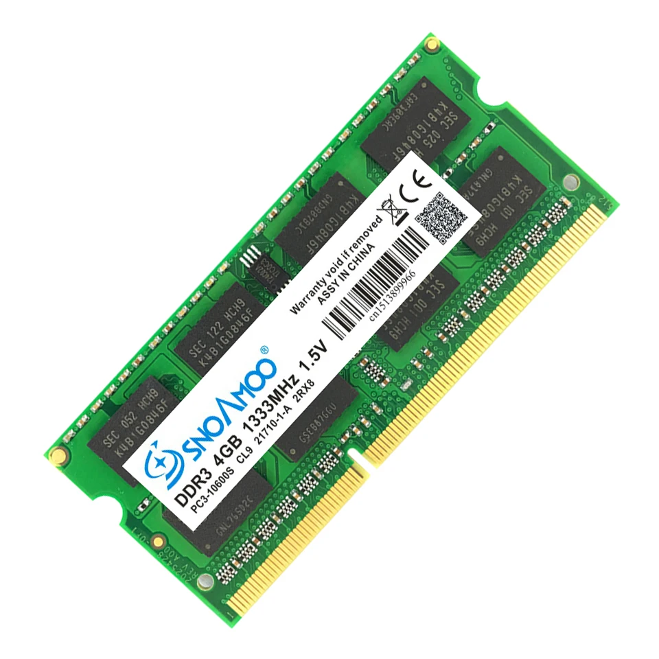  SNOAMOO Notebook Memory DDR3 2GB 4GB 1333MHz 1600MHz PC3-10600S 1.5V SO-DIMM RAMs For Laptop Memori