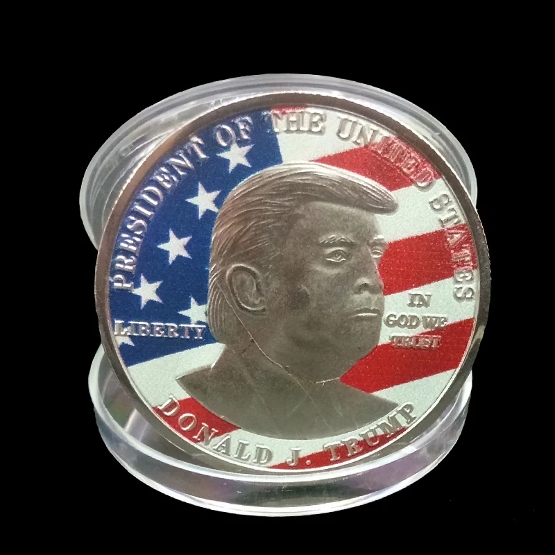 Американский флаг покрытый Дональд Трамп Серебряная монета 38 мм президент США сувенирная монета коллекционные монеты медаль