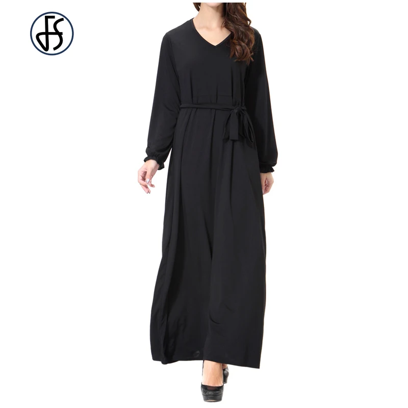 FS Muslim Ladies Clothing Black Islamic Turkish Abaya Arabic Dubai