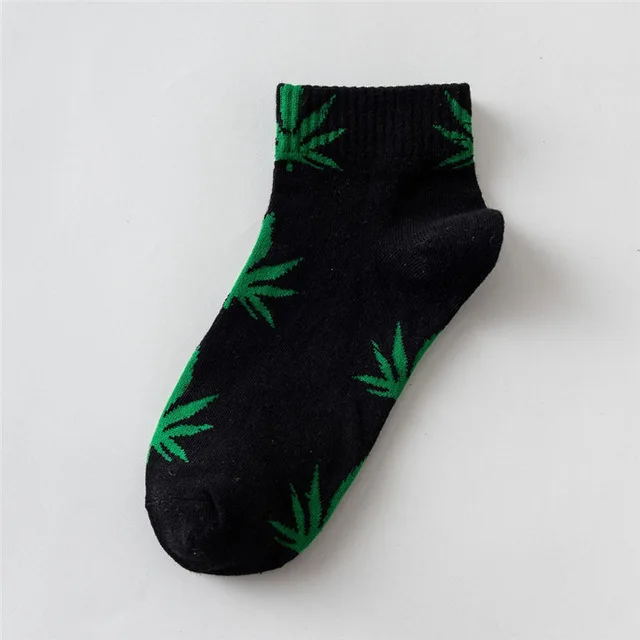 Повседневные длинные носки с листьями кленовых листьев; сезон осень-зима; модные удобные хлопковые носки высокого качества; 1 пара - Цвет: Short Black Green