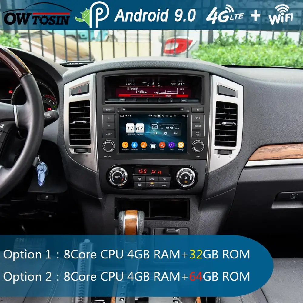 Discount 7" IPS 1920*1080 8Core 4G RAM+64G ROM Android 9.0 Car DVD Player For Mitsubishi Pajero V97 V93 2007-2019 DSP Radio GPS Parrot BT 2