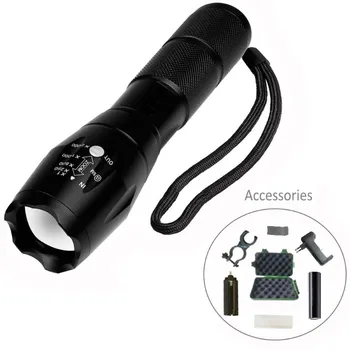 

Adjustable focus T6 LED flashlight set aluminum material waterproof 18650 battery charging wholesale #4JY16