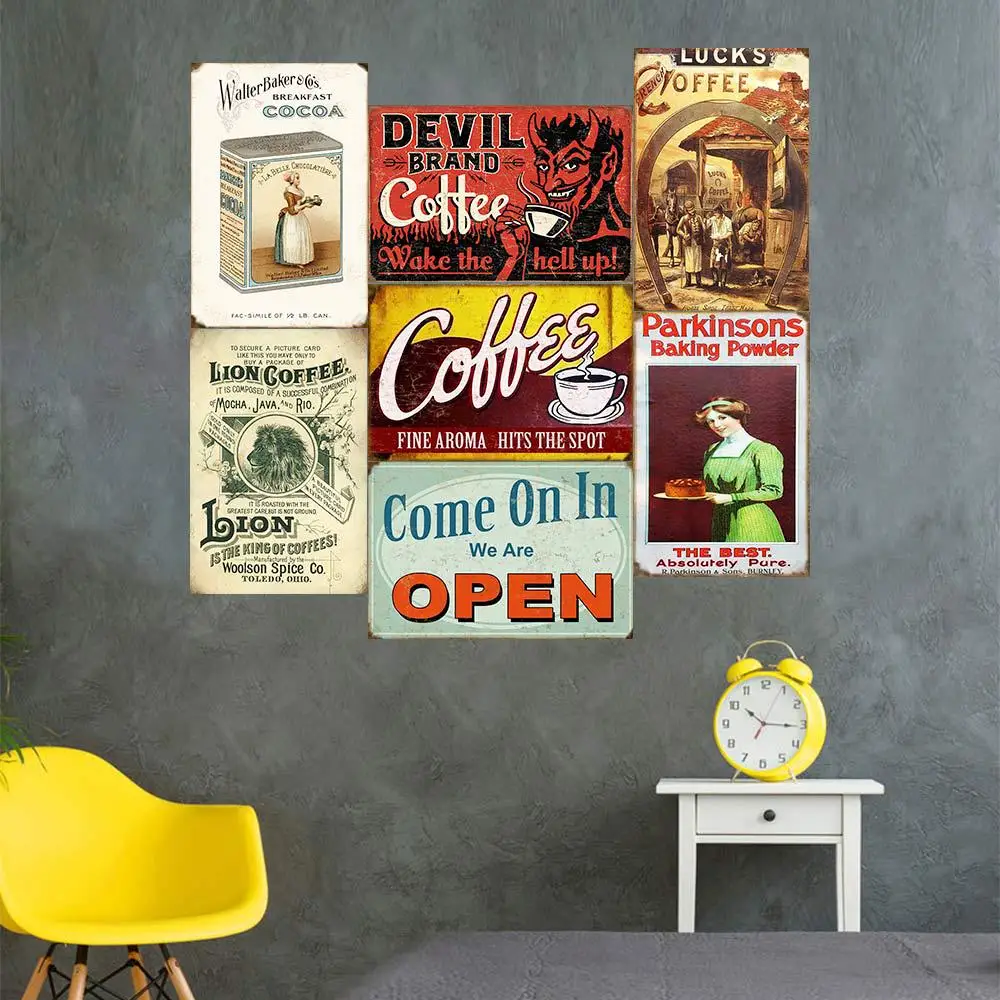 

Coffee Bar Sign Decor Poster Metal Tin Sign Bar Pub Tavern Wall Sticker Home Kitchen Wall Decor Plaque Sign