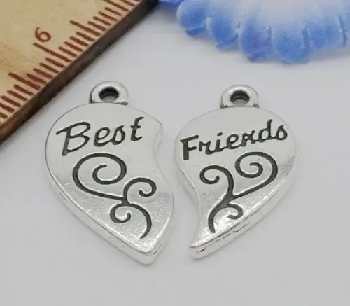 

Free 10set Tibetan Silver Love Charms Carving Best Friends Pendant Findings 22x12mm