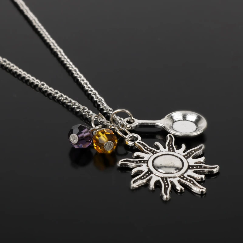 

dongsheng Jewelry Rapunzel Tangled Necklace Frying Mini Pan Sun Crystal Bead Choker Necklace For Women Girl Vintage Gift-30
