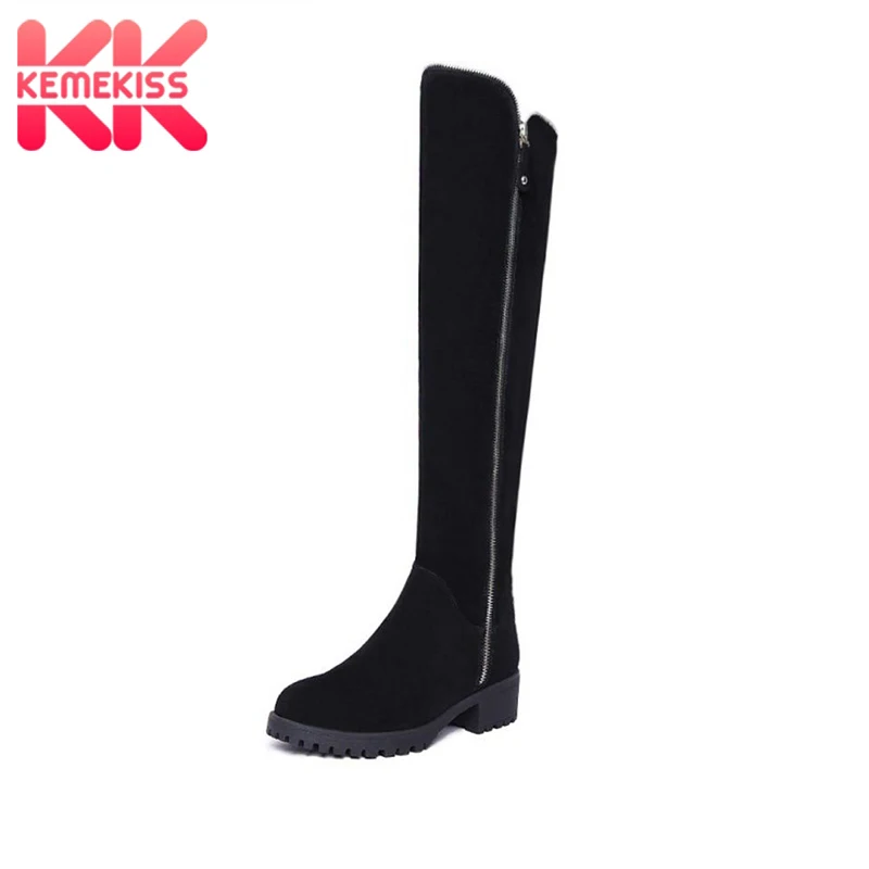 KemeKiss/женские короткие сапоги на молнии из натуральной кожи, сапоги на высоком каблуке для холодной зимы, высокие сапоги, женская обувь, размер 35-39