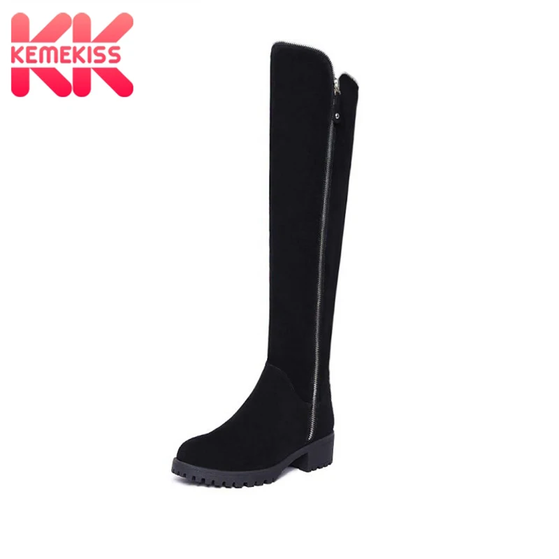 

KemeKiss Women Real Leather Half Short Boots Zipper High Heel Boots For Cold Winter Boots Long Botas Women Footwears Size 35-39