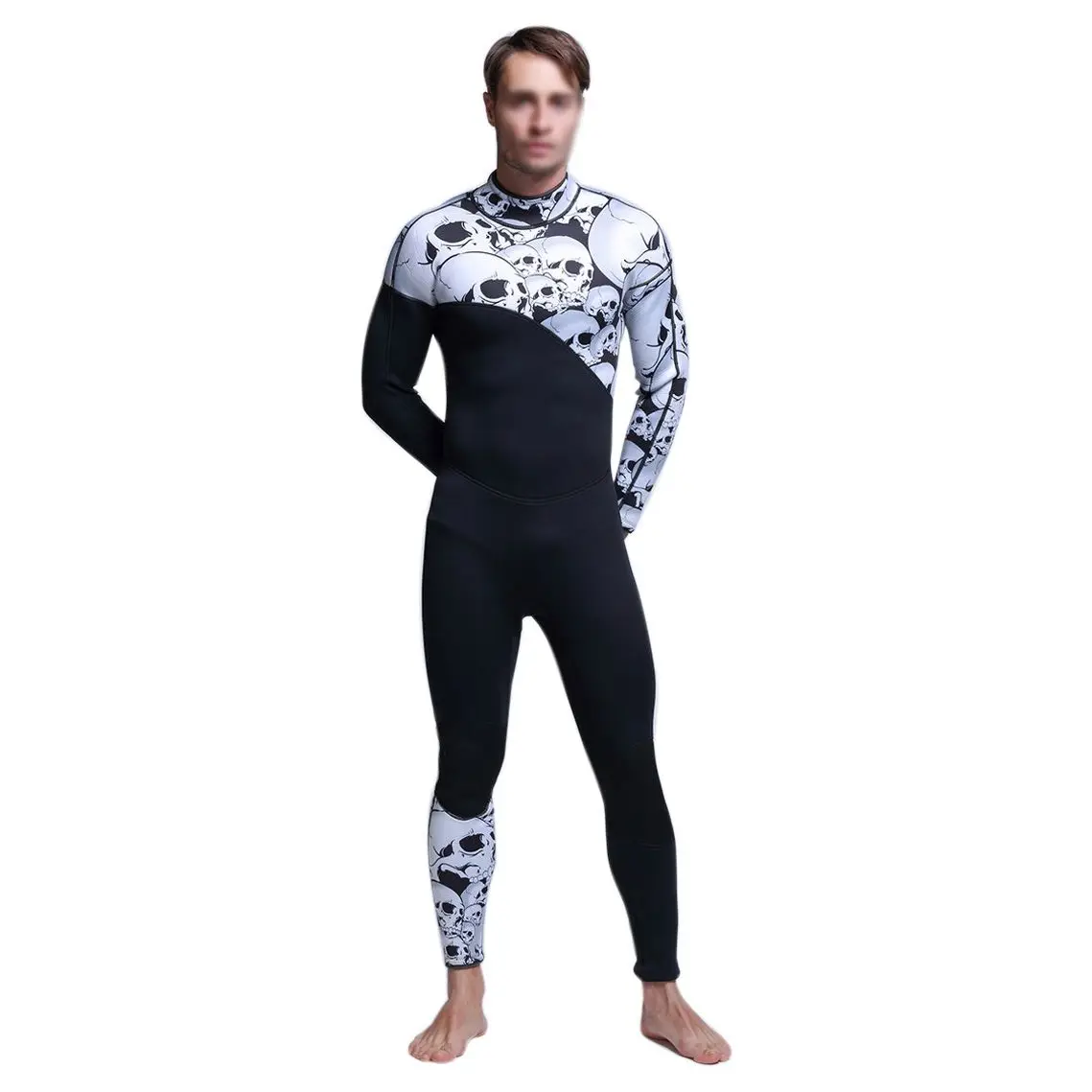 Man Siamese Diving Suit Long sleeved Surf Wear Personalized Wetsuit Male Free Diving Suit - Цвет: Multi