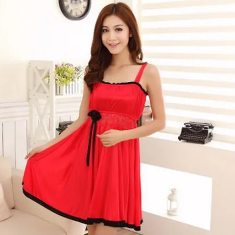Летние платья, женская шелковая пижама, пикантная сорочка, длинный спортивный костюм, ночная рубашка, женская ночная рубашка, халаты для женщин E0205 - Цвет: red