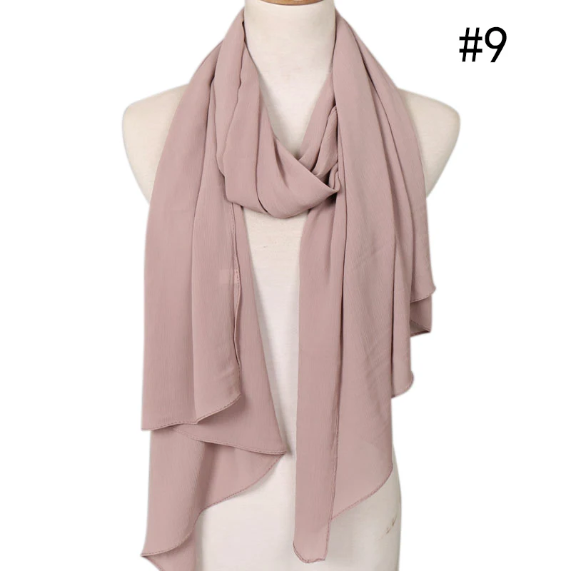 LMLAVEN женские морщинка шифон морщинка Hijab шарф Мусульманский платок сплошной цвет шарфы высокого качественные шарфы плотная лента для волос 25 цветов - Цвет: 9