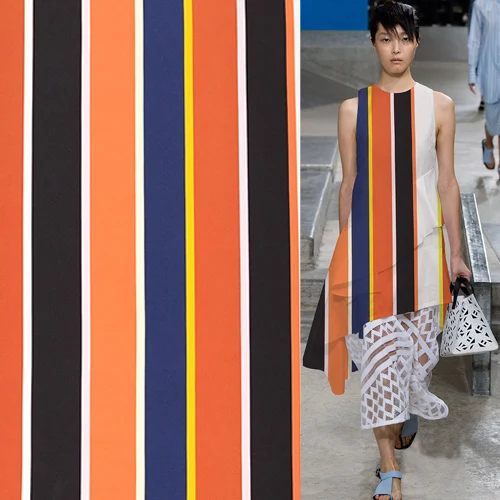 

Fashion striped design silk crepe de chine fabric 140cm width not sheer,SCDC1041