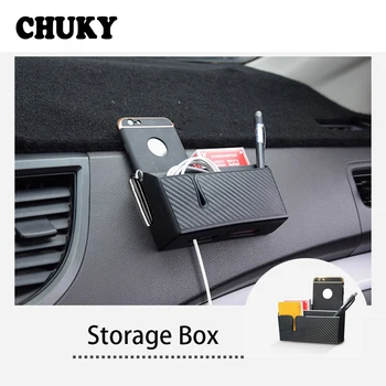 

CHUKY Universal Carbon Fiber Lines Car Organizer Box Stowing Tidying Accessories For Citroen c4 c5 c3 Alfa Romeo Mazda 3 6 CX-5