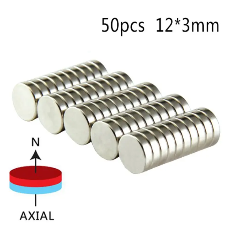 

50pcs Small Round Neodymium Magnets Disc Strong Rare Earth N50 Fridge Magnets 12*3mm