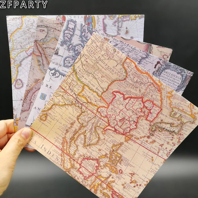 

ZFPARTY Vintage Map Background Stickers for Scrapbooking Happy Planner/Card Making/Journaling Project