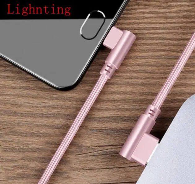 2 м l-образный usb-кабель для зарядки данных кабель для освещения проводной с микро-usb кабель type C Шнур для iPhone samsung Xiaomi USB кабель - Цвет: Армейский зелёный