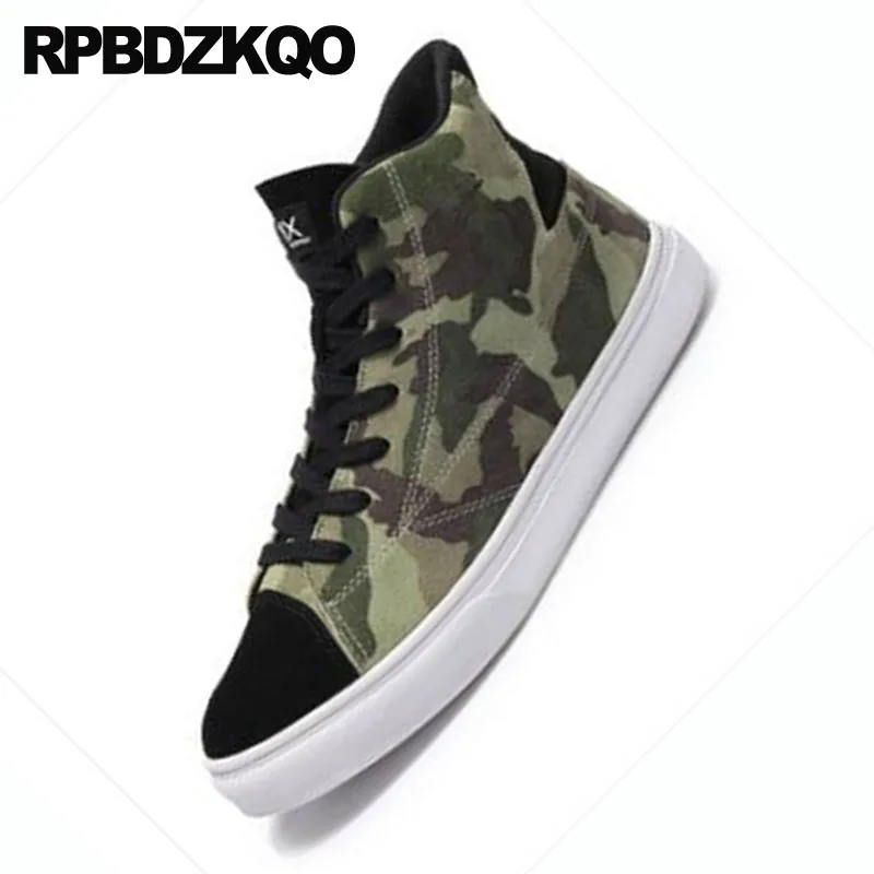 Schuhe Frühling Grün Turnschuhe Berühmte Männer Marke 11 Haut Größe Kuh Trainer Top Lace 47 Skate Tarnung Hohe Leinwand Up Runway Große Wildleder U1PdqwUCx
