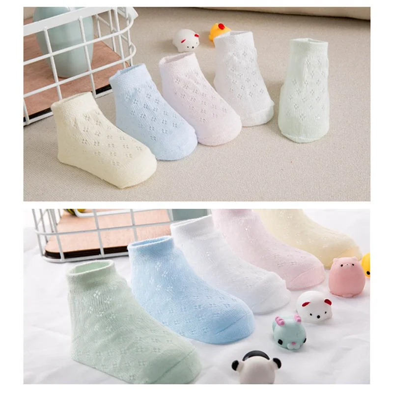 

5pairs/Lot Summer Baby Socks Mesh Thin 100% Cotton Unisex Infant Socks Short Breathable Children's Socks For 0-3Years
