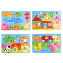 Colorful Cognition font b Board b font Montessori Kids Educational Toy Children Wooden Jigsaw Puzzle Toys