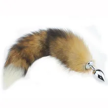 snowshine YLW Stainless Steel Anal Plug Fox Tail Butt Plug Anal Sex Toys Anal Tail Plug free shipping