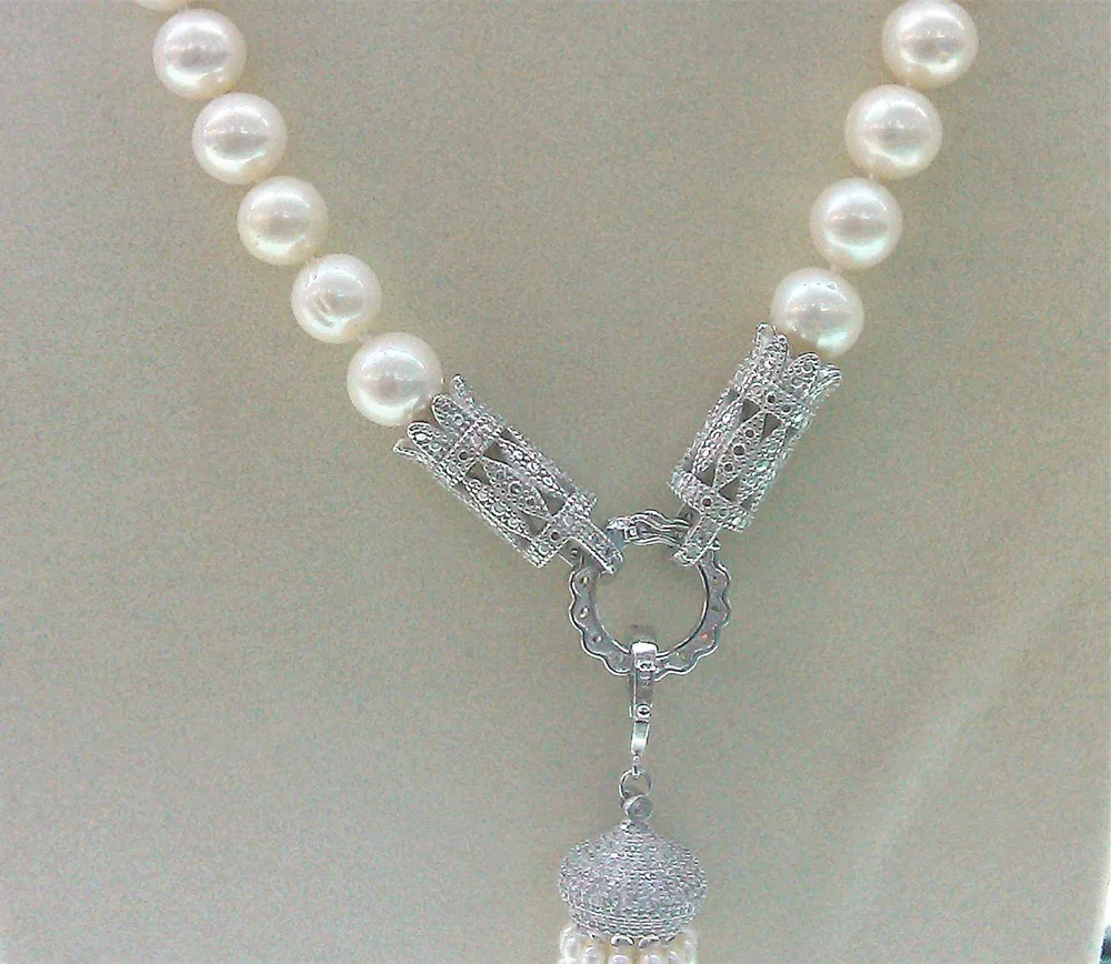 

FREE SHIPPING>>>@@ > wholesale high quality natural AA 9-10mm white freshwater pearl and nice clasp necklace