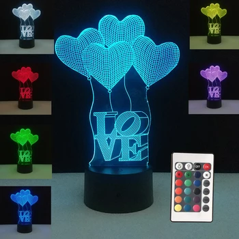 

3D Lamps Colorful LED Table Lamp Illusion Night Light USB Power Desk Lamp Love Balloon Holiday Wedding Decorative Lover Gifts