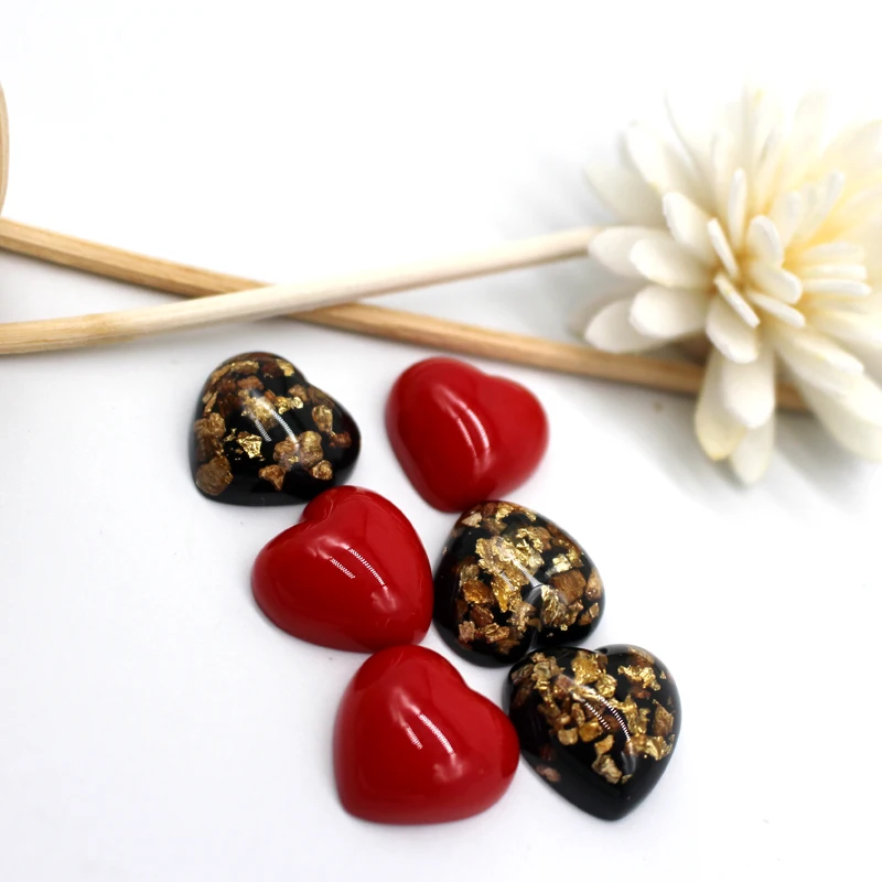 

6pcs Simple Red Heart Resin Beads Cabocho Patch Findings DIY Women Charm Earrings Rings Necklace Jewelry Accessories Making P1