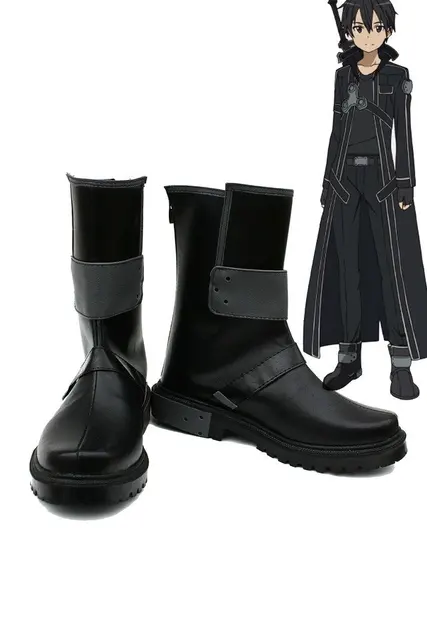 SAO Sword Art Online Anime Kirigaya Kazuto Kirito Cosplay Shoes Black Boots Custom Made 2 SAO Sword Art Online Anime Kirigaya Kazuto Kirito Cosplay Shoes Black Boots Custom Made 2