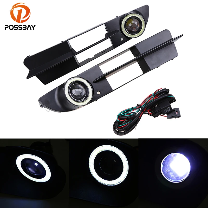 

POSSBAY LED Convex Lens Angel Eyes Fog Lights for BMW 5-Series E60 Sedan 2003-2007 Pre-facelift DRL Daytime Running Light White
