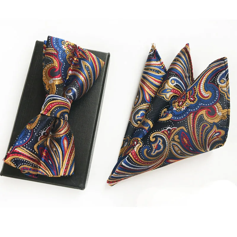 Мужской модный галстук-бабочка набор жаккардовый тканый галстук-галстук набор уникальный галстук-бабочка узел бабочка с карманом квадратный - Цвет: As Picture