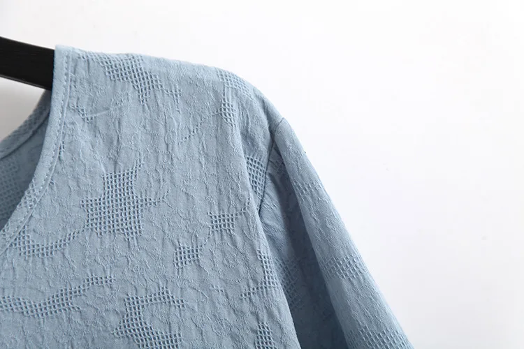 Свободная блузка с расклешенными рукавами Женская Повседневная плиссированная блузка с круглым вырезом и длинным рукавом KKFY1225