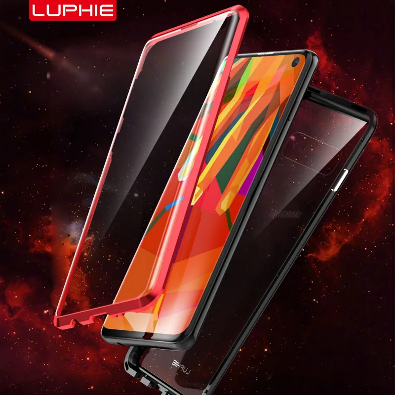 Luxury Metal Magnetic Back Glass Case For Samsung Galaxy S10E S8 S9 S10 PLus Cover On The Note 8 9 Shockproof |