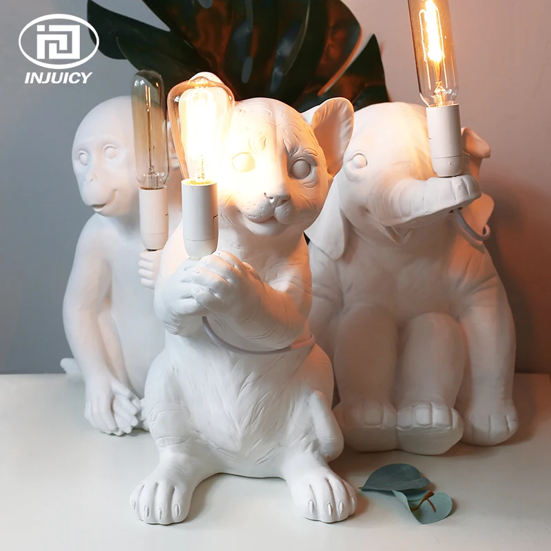 

Modern LED Desk Lamps Resin Tiger monkey elephant Lovely Table Lights Creative Desk Lamps Bedside Gift Decoration