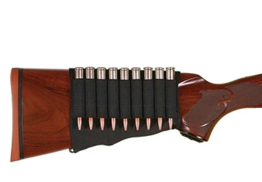

1X Neoprene Rifle Shell Holder Rifle Black Butt Stock 9 Shells Cartridge