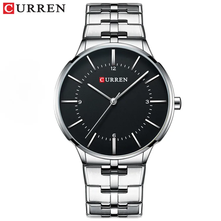 Новейшие кварцевые часы от роскошного бренда CURREN Relogio Masculino, золотые часы для мужчин, простые деловые наручные часы для мужчин, s часы - Цвет: silver black watch