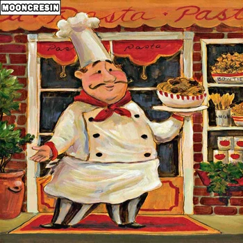 

5D Diy Diamond Painting Cartoon Chef Diamond Embroidery Full Square Cross Stitch Pizza Mosaic Picture Christmas Decoration Gift