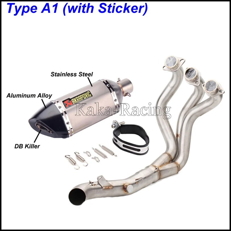 MT09 FZ09 мотоциклетная выхлопная система без шнуровки Модифицированная труба Akrapovic глушитель из углеродного волокна для Yamaha MT-09 FZ-09 - Цвет: Type A1(sticker)