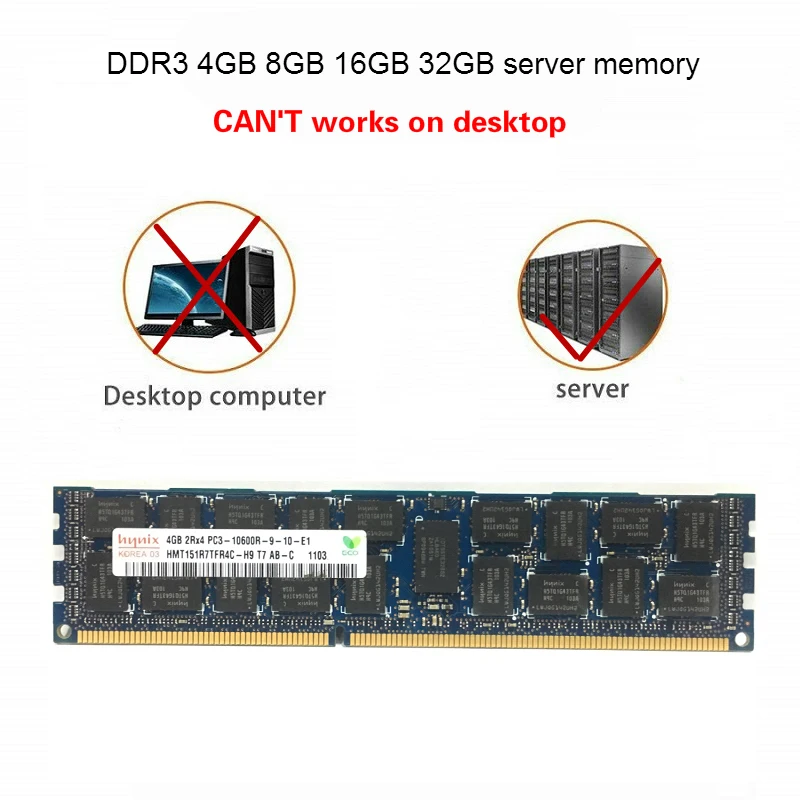 Память сервера DDR3 PC3 4 GB/8 GB/16 GB/32 GB/1333 МГц 1600 1866 ECC REG подходит для двусторонней