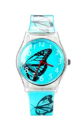 Бабочка часы Элитный бренд Модные Повседневное кварцевые наручные часы Желе Силиконовый Ремешок Водонепроницаемый леди смотреть Relogio