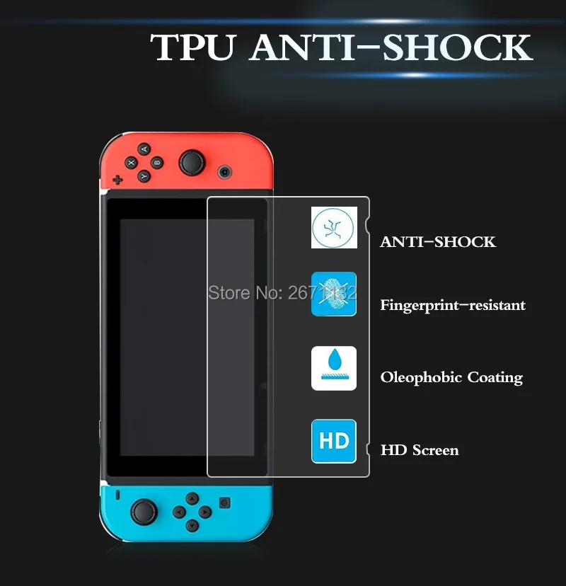2 x Anti-Scratch Full HD Ultra Clear Protective Film for Nintendo Switch NS Console Screen Protector Cover Skin Game Accessories  (1)