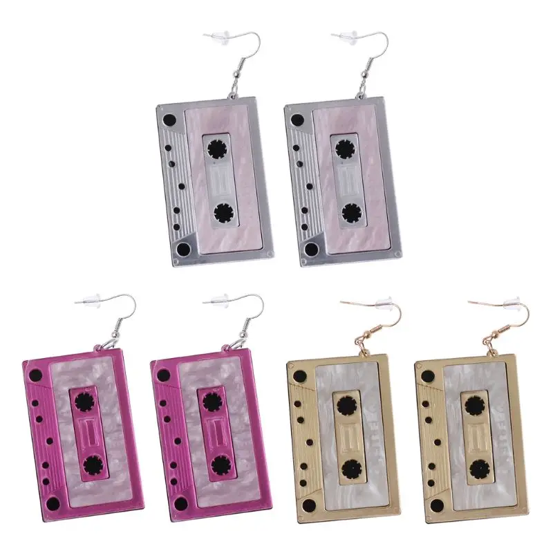 

Retro Cassette Tape Dangle Cute Pretty Drop Earrings For Women Fashion Jewelry