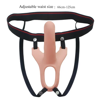 10 Speed Remote Control Hollow Strapon Dildo Vibrator for Men Big Silicone Male Penis Extension Strap on Dildo with Harness 2019 4